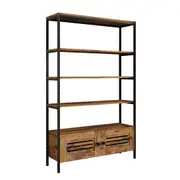 5 Tier Bookshelf Bookcase Vertical Display Shelves Storage Cabinet Plant Stand Unit Flower Rack for Bedroom Office Living Room with 2 Doors