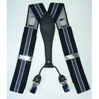 在飛比找momo購物網優惠-【拉福】吊帶四夾紳士吊帶附紙盒(黑灰直紋)