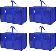 [LIWEGHT] 4 Pack Moving Bags, Packing Boxes for Moving, Large Storage Bins with Lids and Handles, Space Saver Collapsible Moving Supplies (Blue, 4 Pack)