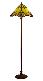 Large Jewel Carousel Green Stained Glass Tiffany Floor Lamp