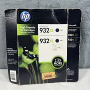 2pk Genuine HP 932XL High Yield Black OfficeJet 6100 6600 7110 7612 ~ APRIL 2014