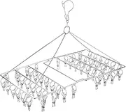 Stainless Steel Sock Drying Rack, Swivel Hook Wind-Proof Clothes Hanger Rack for Socks, Underwear, Shoe Insoles, Baby Clothes, Gloves