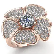 3ctw Round Diamond Ladies Personalized Cluster Flower Engagement Ring 14K Gold