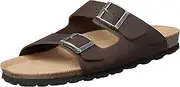 [Wild Rhino] Mannix Men's Brown Leather Double Strap Flat Sandal