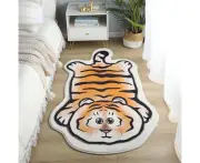 Tiger print carpet animal print small area carpet faux cowhide leather-Tiger