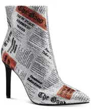 INC International Concepts Womens Reisa Pointed Toe Boots Metallic Zip 6.5 M New
