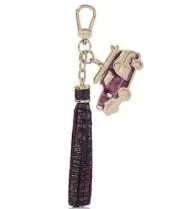 NWT$125 Brahmin Melbourne Copa Car Tassel Bag Charm Key Fob FIG JAM Brown Purple