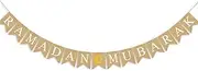 Party Decorations Eid Mubarak Banner 2021 Muslims Ramadan Mubarak Decorations Linen Hanging Flag with Ropes Islam Home Decors Party Supplies (Color : Ramadan Mubarak)
