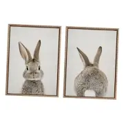 Sylvie Beaded Bunny Portrait on Linen and Bunny Tail on 2 Piece Set 18x24 Gold
