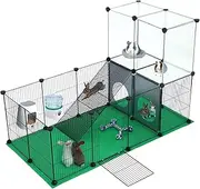 Guinea Pig,Rabbit Run,Small Animals Playpen Cage,Pet Exercise Fence with Mat and Ramp,DIY Iron Mesh Panel, Interesting Game Holes Design,Ideal for Puppy,Kitten,Hamster,Hedgehog