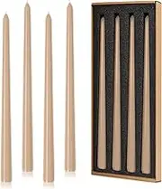 Taper Candles 12'' Tall Beige Tan Nude Neutral Tone Colored Candlesticks Set of 4 | Unscented 3/4 inch Diameter Candle Sticks| Candle for Mantle Home Decor Kitchen Wedding Decorations Centerpiece