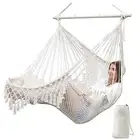 Hammock Chair Super Large Hanging Chair Soft-Spun Cotton Rope Weaving Chair,