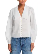Frame The Eyelet Sailor Silk Blouse