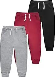 [VOGRYE] 3 Pack Boys Cotton Toddler Sweatpants Boys Joggers Pants with Pocket Drawstring for Kids 2T-6T