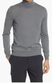 Boss L7208 Mens Grey Musso Virgin Wool Turtleneck Sweater Size L