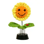 Catzon Smiley Shaking Sunflower Car Dashboard Decoration-Insect Two Leaf