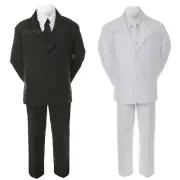Hermosala New Baby Toddler Boys 5pcs Formal White Black Tie Suit