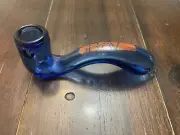 4" Grav Premium Glass Pipe Bowl Sherlock Clear Blue Logo Colors Vary