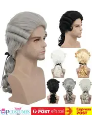 Deluxe Judge Wig Barrister Legal Historical Lawyer Colonial Mens Costume