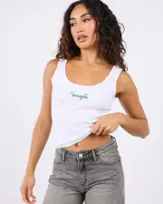 [Wrangler] Wrangler Women's Daisies My Mates Tank Top in Optic White Size 8 8 Optic White