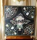 30" Black Marble Square Coffee Table Top Gemstone Luxury Farmhouse Interior Deco