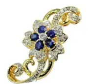 4.00CT Round Cut Lab-Created Blue Sapphire Wedding Brooch 14K Yellow Gold Plated