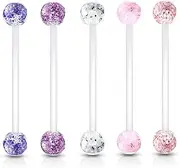 [Pierced Owl] Set of 5 14GA Glitter Ball BioFlex Pregnancy Maternity Belly Button Ring Retainers