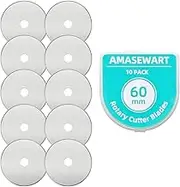 AMASEWART 60mm Rotary Cutter Blades Fits Fiskars Olfa, Replacement Rotary Blade for Fabric, Quilting, Sewing and Arts & Crafts, Pack of 10