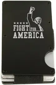 Trump Fight For America Shot Thin Metal RFID Blocking Wallet Slim Laser Engraved