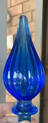 Empoli Genie Bottle Stopper Replacement In Blue 8” Tall Paneled RESIN.