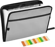 Dark Gray Document Portfolio Organizer A4 Letter Size Accordion File Folder with Front Pencil Pouch