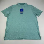 Hickey Freeman Golf Polo Mens Size Large Seafoam Green Floral Pattern New W/Tags