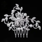 Side Comb Plug Hair Gesteck Wedding Silver Plated Rhinestone Bridal Beads