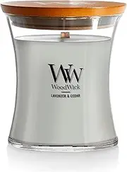 [WoodWick] Lavender and Cedar Candle, Medium Silver