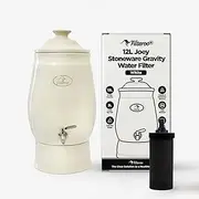 Filteroo Joey 12L Gravity Water Purifier & Dispenser, Natural with Black Carbon Purification Elements, Countertop Filtration System for Home and Office | Countertop Alkaline and Mineral Water Filter