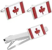 [JYHLSHBA] Cufflinks For Men 1 Pair Of Flag Cufflinks Tie Clip Men'S French Shirt Suit Cufflinks Tie Clip Set