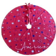 Patriotic Red America Star Firework Tree Skirt 35" Circumference