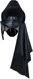 Ｓｉｍｈｏａ Unisex Black Hooded Cloak with Strap for Halloween Events, L