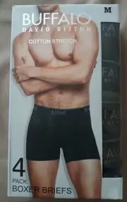 Buffalo Bitton Cotton Stretch Boxer Briefs M Black 4 Pack