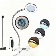 Desk Magnifying Glass with Light 10X LED Clip on Desk Lamp Craft Lamp 3 Colors