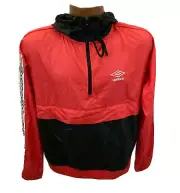 Umbro Jacket Womens Small Hibiscus Quarter Zip Pullover Windbreaker Red BLack