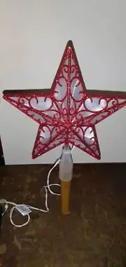 5 Point Star Christmas Tree Topper Red Battery Operated