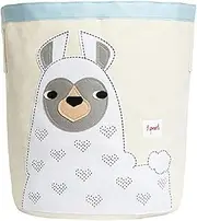 3 Sprouts Large Cotton Canvas Toy Storage Basket - Durable Baby Laundry Organizer with Handles, Kids Foldable Toy Basket for Playroom & Nursery Decor, Llama