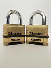 2 Pack Master Lock 1175 Combination Padlock, Bottom Black, Silver and Brass NEW