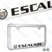 Cadillac ESCALADE Chrome Brass Metal License Plate Frame w/ Chrome Cap AUTHENTIC