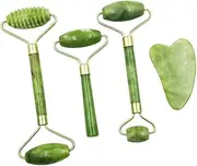 GYWHOOFT 4 PCS Jade Roller and Gua Sha Set for Face, Eyes, Neck Massage By Charmonic, For Anti-aging, Slimming Firming, Rejuvenate Face and Neck, Remove Wrinkles Eye Puffiness