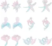 [Mikovivi] 6 Pairs Luminous Ocean Series Plastic Earrings, Glow in The Dark Sea Stud Earrings for Girls Women Starfish Shell Fish Design Jewelry for Sensitive Ears Summer Beach Parties