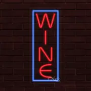 NEW "WINE" w/BORDER VERTICAL 30x12x1 INCH LED FLEX WINDOW/WALL INDOOR SIGN 31038