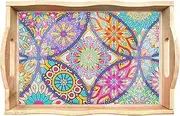 EWJRNSF Diamond Art Kits for Adults Wooden Serving Trays with Handles, 5D Diamond Painting Big Gem Arts and Craft Gifts Trays Decor Gift Home Decor 7.8x11.8 Inches Mandala A