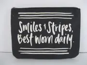 Splendid Cosmetic Bag Gramercy Large Top Zip Pouch Smiles Stripes Make up Case